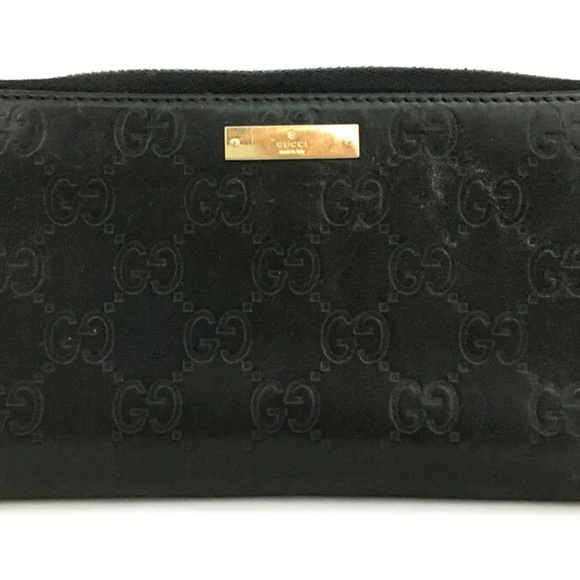 GUCCI GG Logo Leather Zip Around Long Wallet Vintage - Picture 1 of 11